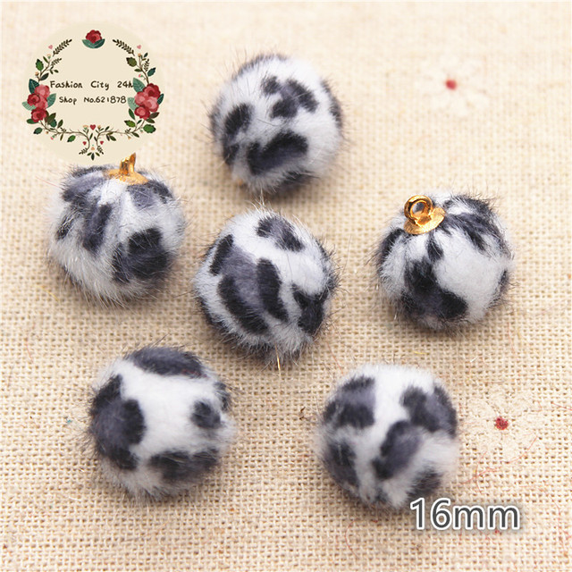 20 sztuk owłosionych Leopard tkaniny (mix kolorów), pokrytych koralikami o średnicy 16mm, wisiorek do biżuterii DIY - Wianko - 10