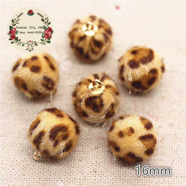 20 sztuk owłosionych Leopard tkaniny (mix kolorów), pokrytych koralikami o średnicy 16mm, wisiorek do biżuterii DIY - Wianko - 9