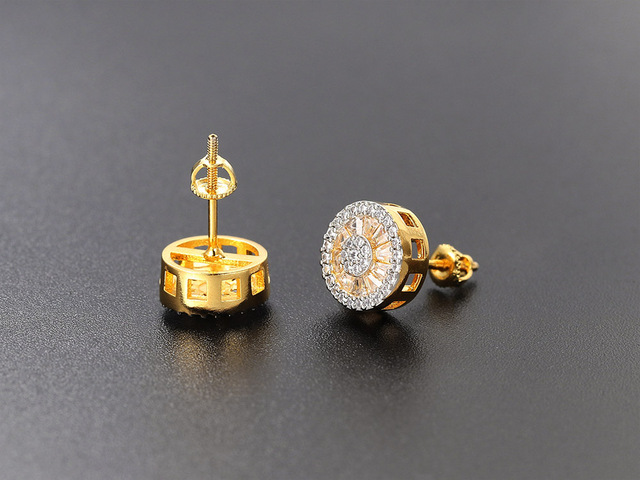 Kolczyki kryształowe okrągłe w kolorze punk złota - dla kobiet i mężczyzn z cyrkoniami - Wianko - 7