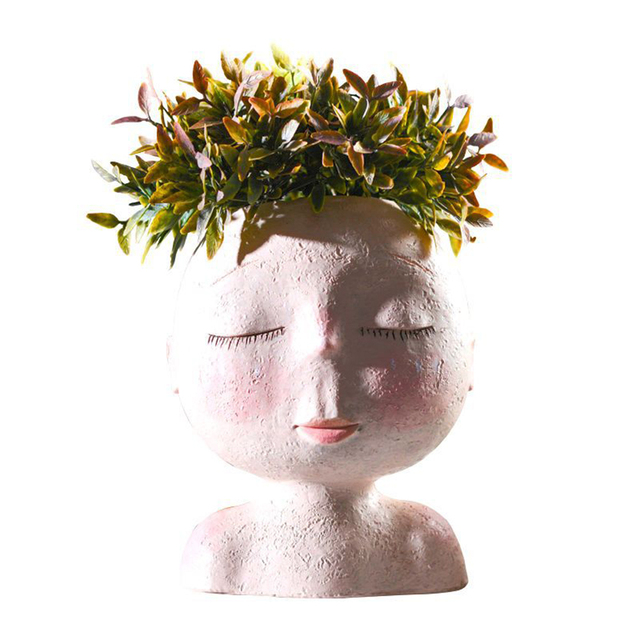 Kreatywny nordycki wazon z żywicą przedstawiający ludzką głowę z wzorem kwiatów - Wianko - 20