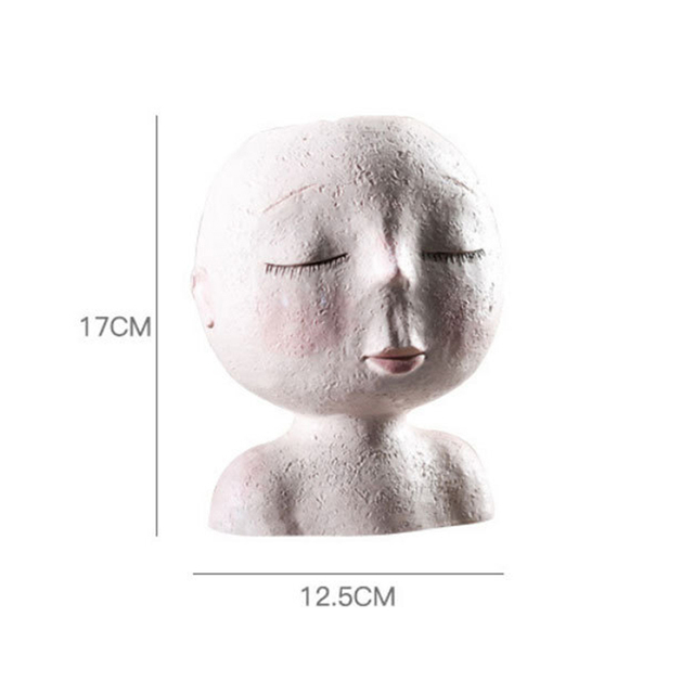 Kreatywny nordycki wazon z żywicą przedstawiający ludzką głowę z wzorem kwiatów - Wianko - 23