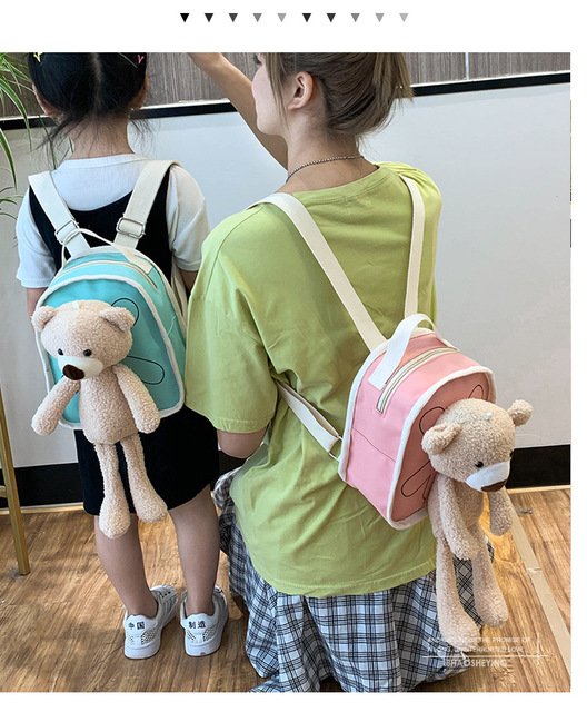Nowy plecak dziecięcy - śliczny pluszowy miś tornister dla uczniów przedszkola i dzieci, trendowe wzory dla chłopców i dziewcząt - Wianko - 7