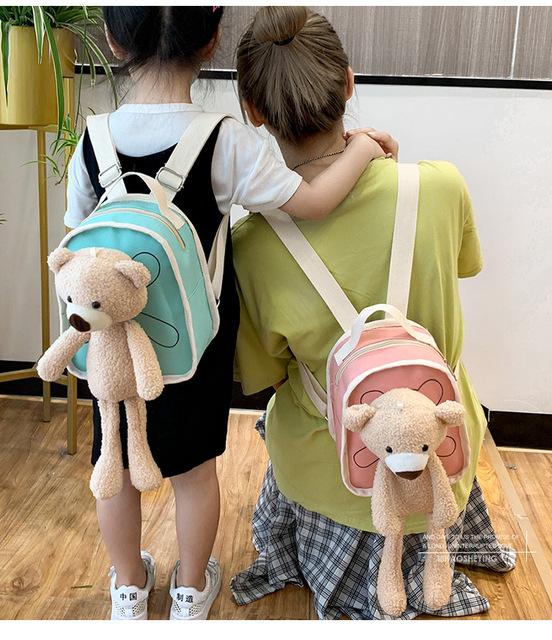 Nowy plecak dziecięcy - śliczny pluszowy miś tornister dla uczniów przedszkola i dzieci, trendowe wzory dla chłopców i dziewcząt - Wianko - 6