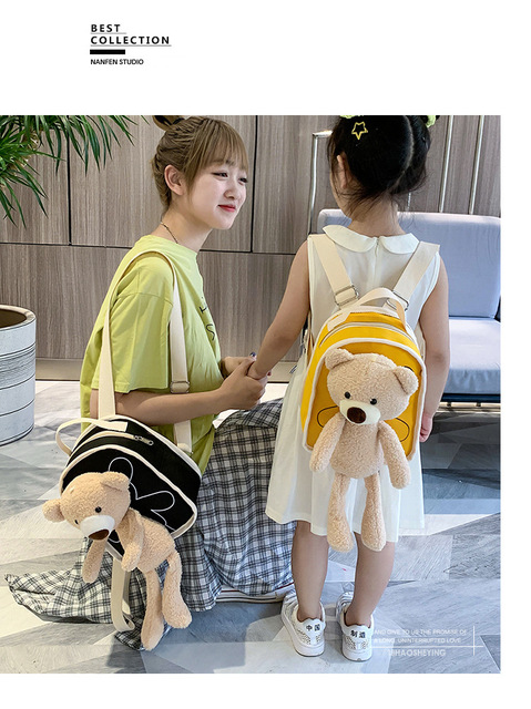 Nowy plecak dziecięcy - śliczny pluszowy miś tornister dla uczniów przedszkola i dzieci, trendowe wzory dla chłopców i dziewcząt - Wianko - 4