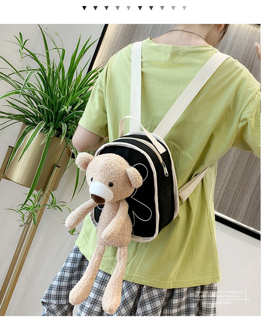 Nowy plecak dziecięcy - śliczny pluszowy miś tornister dla uczniów przedszkola i dzieci, trendowe wzory dla chłopców i dziewcząt - Wianko - 26
