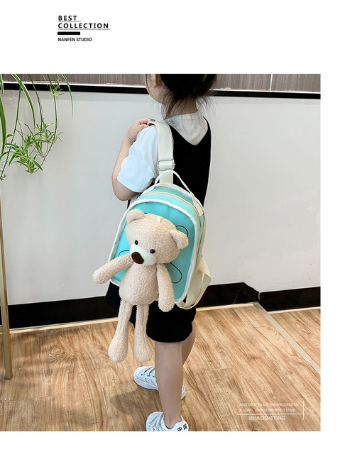Nowy plecak dziecięcy - śliczny pluszowy miś tornister dla uczniów przedszkola i dzieci, trendowe wzory dla chłopców i dziewcząt - Wianko - 23