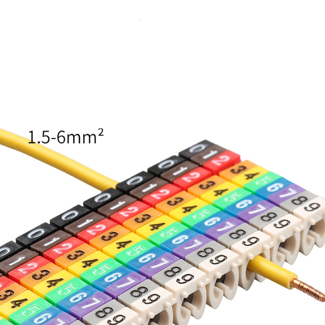 100/150 szt. Kolorowe znaczniki kablowe typu C z numerem etykiety Tag dla drutu 2-7mm - Wianko - 4