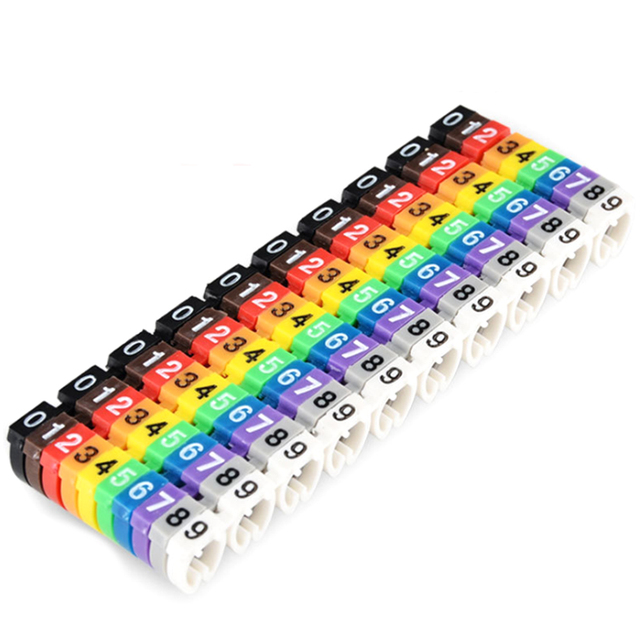 100/150 szt. Kolorowe znaczniki kablowe typu C z numerem etykiety Tag dla drutu 2-7mm - Wianko - 1