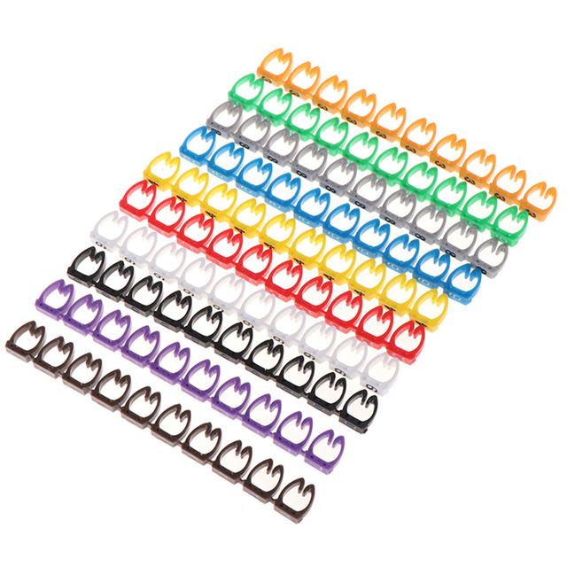 100/150 szt. Kolorowe znaczniki kablowe typu C z numerem etykiety Tag dla drutu 2-7mm - Wianko - 3