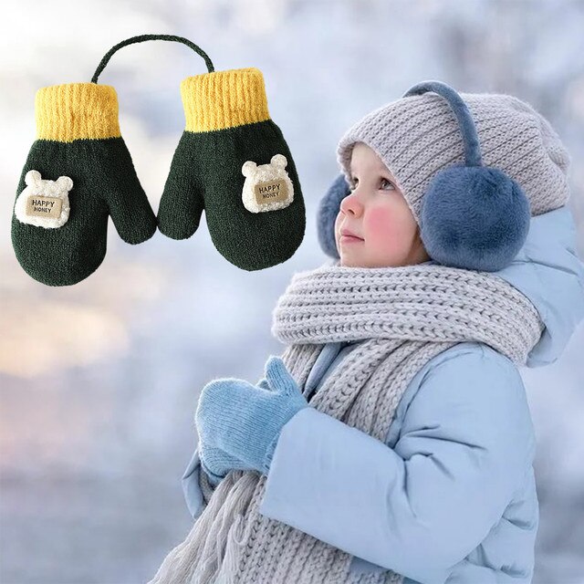 Rękawiczki zimowe dla dzieci – ciepłe, kintted, jedno i dwukolorowe rękawiczki właśc. dziewczyny, chłopcy, niemowlęta rękawice narciarskie, варежки женские зимние - Wianko - 22
