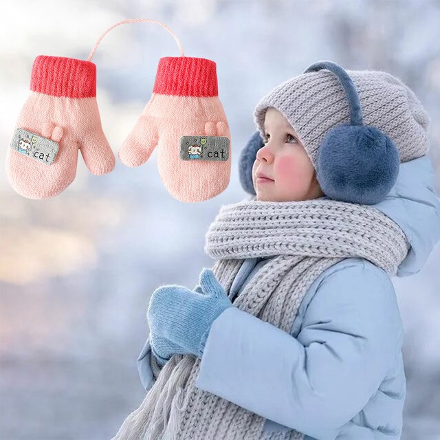 Rękawiczki zimowe dla dzieci – ciepłe, kintted, jedno i dwukolorowe rękawiczki właśc. dziewczyny, chłopcy, niemowlęta rękawice narciarskie, варежки женские зимние - Wianko - 18