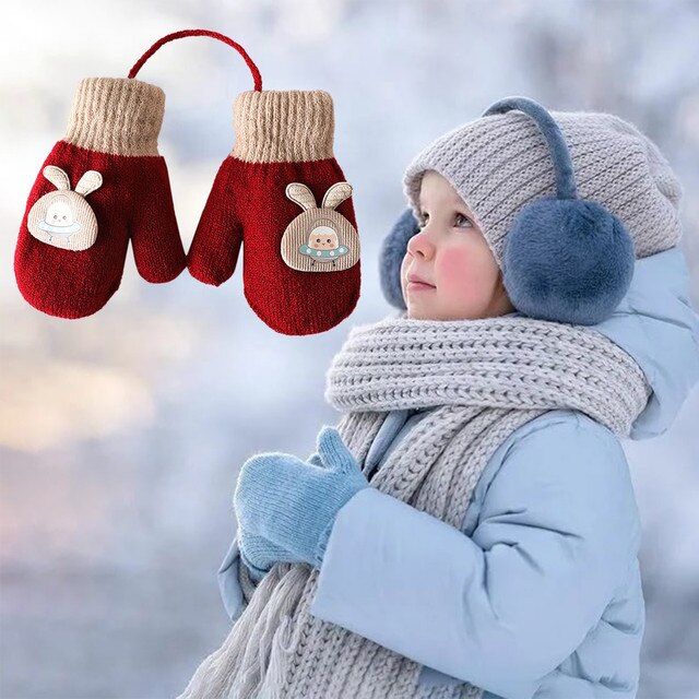 Rękawiczki zimowe dla dzieci – ciepłe, kintted, jedno i dwukolorowe rękawiczki właśc. dziewczyny, chłopcy, niemowlęta rękawice narciarskie, варежки женские зимние - Wianko - 21