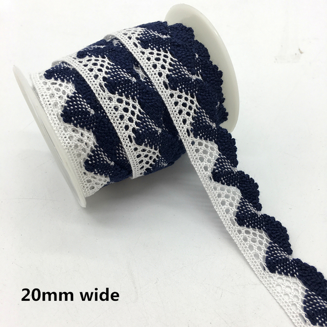 Koronkowa wstążka dekoracyjna ręcznie szydełkowana, szerokość 20mm, do wykończenia odzieży - 2 stocznie, bawełniana tkanina - Wianko - 5
