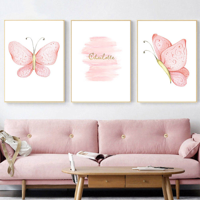 Plakat artystyczny - Różowe serce motyl: abstrakcyjne malarstwo na płótnie, dekoracja do sypialni i korytarza - Wianko - 7