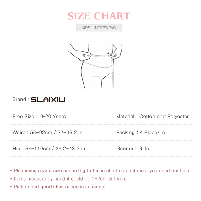 Majtki bawełniane dla dziewczynek 10-20 lat, 4 sztuki/partia - Wianko - 1