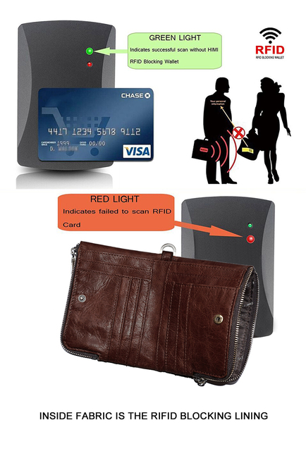 KAVIS Portfel męski z prawdziwej skóry bydlęcej RFID, mały portfel, czarny - Wianko - 8