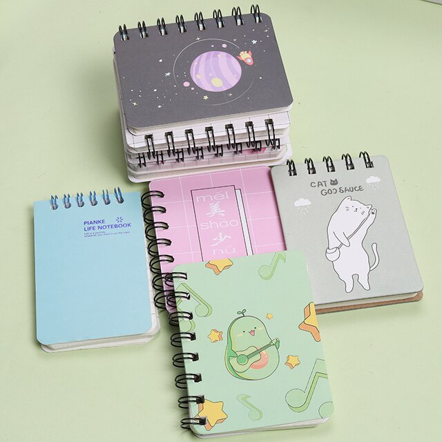 Zestaw 5 sztuk Cute Cartoon Mini cewka spiralna Notebook - przenośny codzienny planer i tygodniowy zeszyt czas organizator szkolne prezenty - Wianko - 4