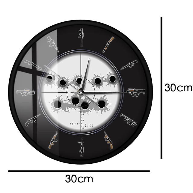 Zegar ścienne Sniper Sight z otworami na kule wojskowe różnorodność broni - Wianko - 11