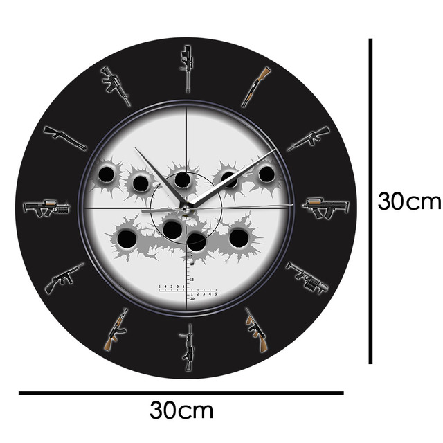 Zegar ścienne Sniper Sight z otworami na kule wojskowe różnorodność broni - Wianko - 10