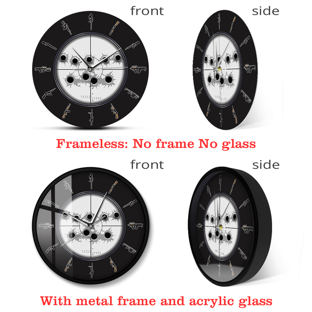 Zegar ścienne Sniper Sight z otworami na kule wojskowe różnorodność broni - Wianko - 9