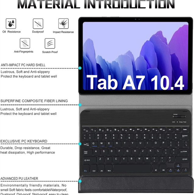 Futerał z wymienną klawiaturą dla Samsung Galaxy Tab A7 10.4-calowy (skóra syntetyczna, funkcja statywu) - Wianko - 4