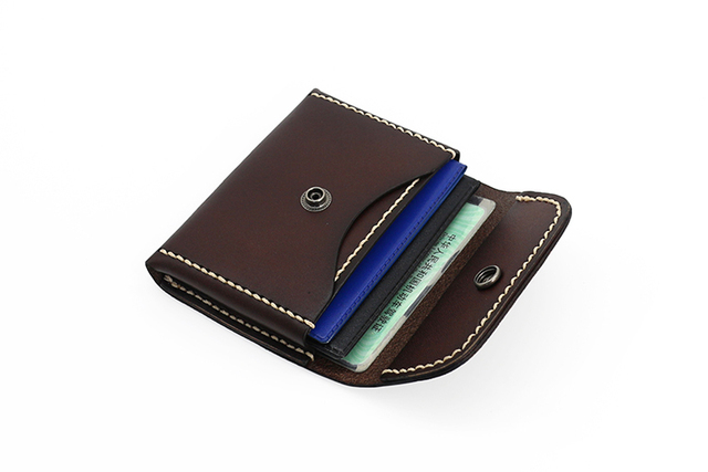 Ręcznie robiona mini talia męska - torba skórzana, styl vintage, na karty kredytowe i dowód osobisty - Wianko - 7