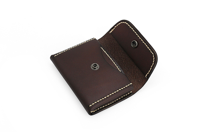 Ręcznie robiona mini talia męska - torba skórzana, styl vintage, na karty kredytowe i dowód osobisty - Wianko - 6