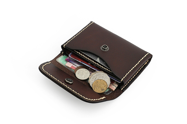 Ręcznie robiona mini talia męska - torba skórzana, styl vintage, na karty kredytowe i dowód osobisty - Wianko - 2