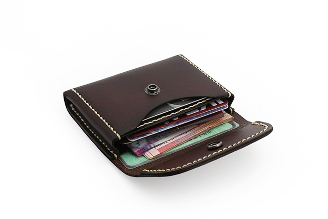 Ręcznie robiona mini talia męska - torba skórzana, styl vintage, na karty kredytowe i dowód osobisty - Wianko - 8