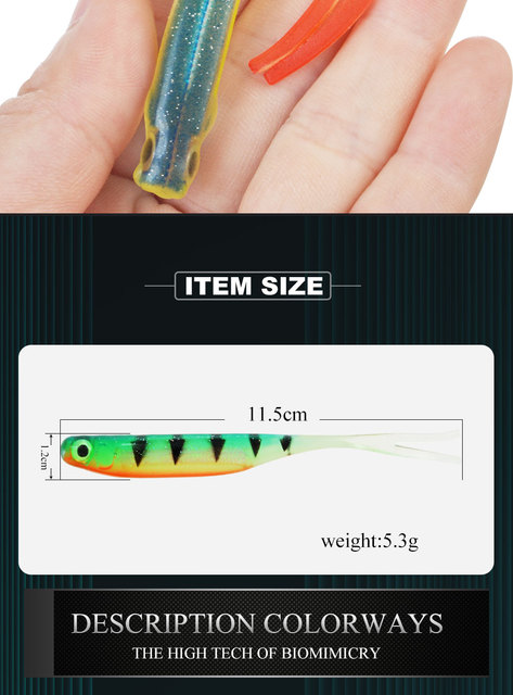 Przynęta silikonowa FISH KING 11.5cm z główką jigową, Luminous Hole, 3D oczami, kolor 01 #-010 - Wianko - 6