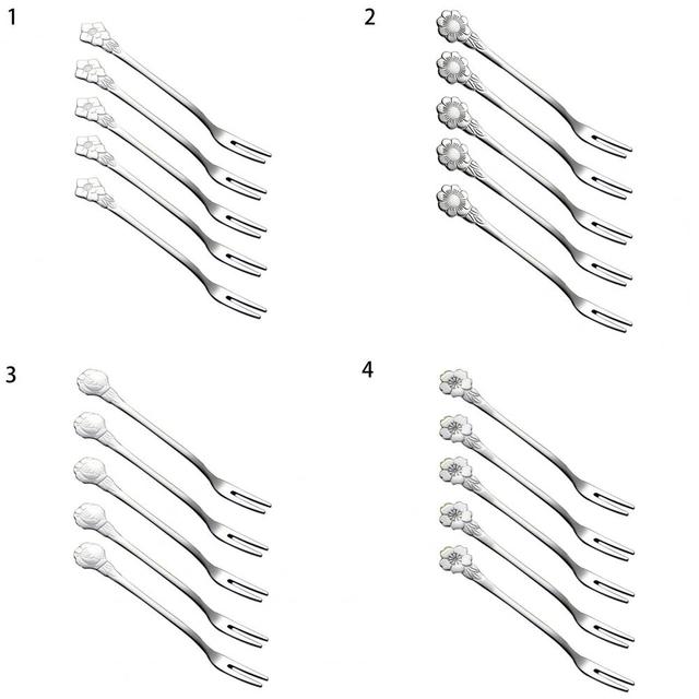 Zestaw 5 widelec do owoców wysokiej jakości, 5.3 cala, dwurzędowy serwer, solidne widelce do ciast - Wianko - 5
