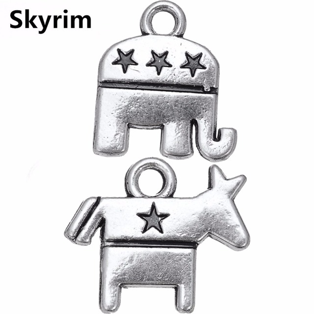 Naszywka Celebrytki Skyrim: 30 sztuk Charmów Zwierzęcych do DIY Biżuterii US Democratic Donkey & US Freedom Symbol Floating Elephant Pendant - Wianko - 21