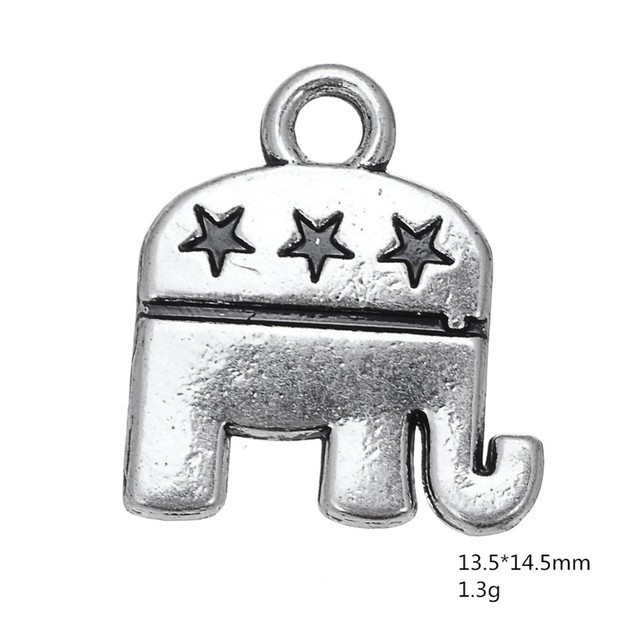 Naszywka Celebrytki Skyrim: 30 sztuk Charmów Zwierzęcych do DIY Biżuterii US Democratic Donkey & US Freedom Symbol Floating Elephant Pendant - Wianko - 24