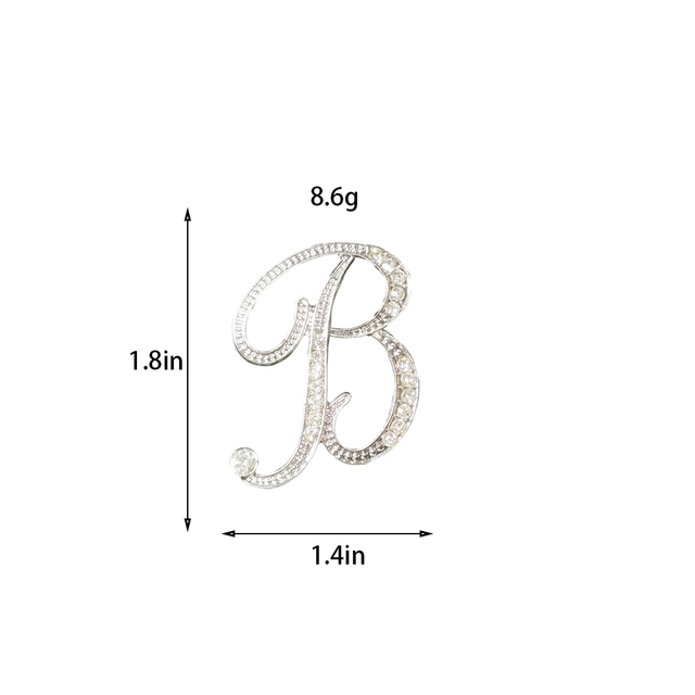 Srebrna broszka litera B z kryształami dżetów – śliczny dodatek dla kobiet i mężczyzn - Wianko - 5