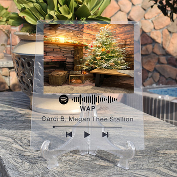 Płyta akrylowa z personalizowaną ramką na zdjęcia z muzyką, piosenką i niestandardowym kodem - prezent na Boże Narodzenie dla miłośników muzyki - Wianko - 13