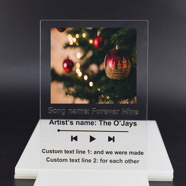 Płyta akrylowa z personalizowaną ramką na zdjęcia z muzyką, piosenką i niestandardowym kodem - prezent na Boże Narodzenie dla miłośników muzyki - Wianko - 3