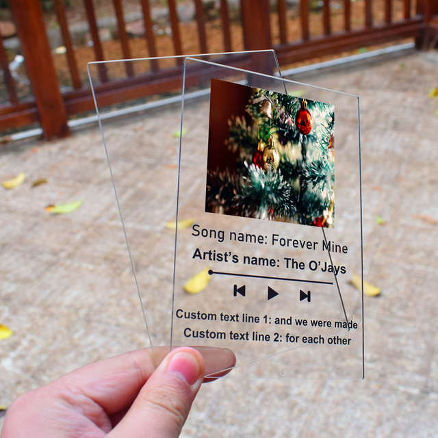 Płyta akrylowa z personalizowaną ramką na zdjęcia z muzyką, piosenką i niestandardowym kodem - prezent na Boże Narodzenie dla miłośników muzyki - Wianko - 2