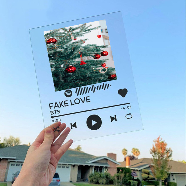 Płyta akrylowa z personalizowaną ramką na zdjęcia z muzyką, piosenką i niestandardowym kodem - prezent na Boże Narodzenie dla miłośników muzyki - Wianko - 7