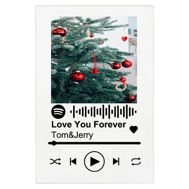 Płyta akrylowa z personalizowaną ramką na zdjęcia z muzyką, piosenką i niestandardowym kodem - prezent na Boże Narodzenie dla miłośników muzyki - Wianko - 5