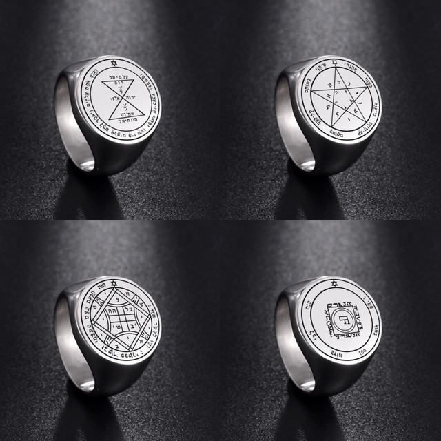 Pierścień Retro Solomon Venus ze stali nierdzewnej z motywem siedmiu archaniołów - biżuteria dla pary - Wianko - 15