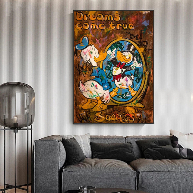 Plakat Disney Graffiti Dream Come True z kaczorem Donaldem na płótnie - idealny do salonu! - Wianko - 6