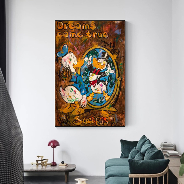 Plakat Disney Graffiti Dream Come True z kaczorem Donaldem na płótnie - idealny do salonu! - Wianko - 7