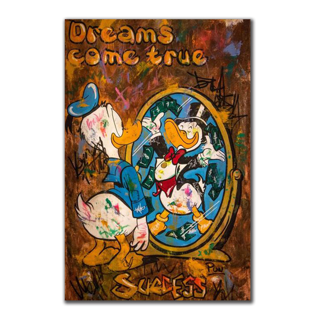 Plakat Disney Graffiti Dream Come True z kaczorem Donaldem na płótnie - idealny do salonu! - Wianko - 8