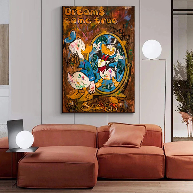 Plakat Disney Graffiti Dream Come True z kaczorem Donaldem na płótnie - idealny do salonu! - Wianko - 3