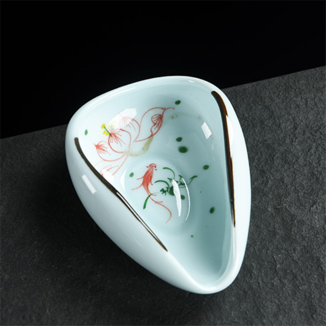 Ręcznie malowany ceramiczny uchwyt na herbatę lotos w stylu Jingdezhen - Wianko - 5