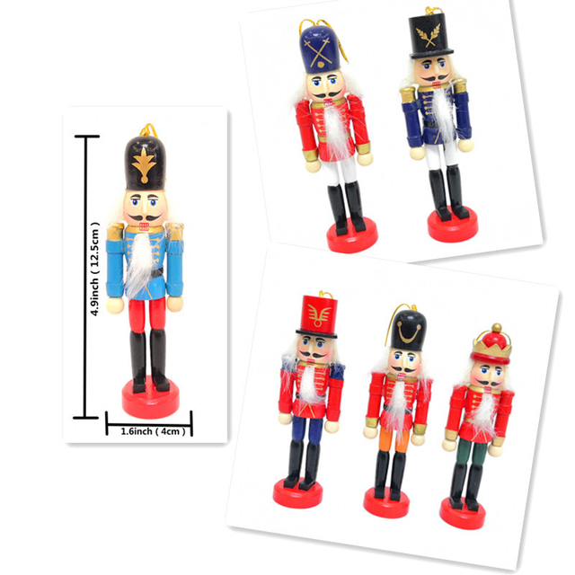 Zestaw 6 sztuk miniaturowych figurek żołnierzy Christmas Doll z drewna – dekoracje DIY na Boże Narodzenie i Nowy Rok - Wianko - 2