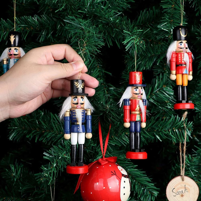Zestaw 6 sztuk miniaturowych figurek żołnierzy Christmas Doll z drewna – dekoracje DIY na Boże Narodzenie i Nowy Rok - Wianko - 8