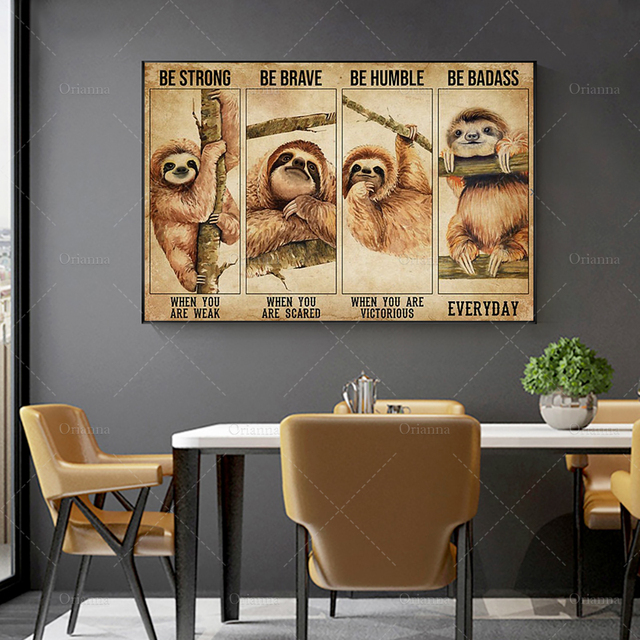 Plakat Lenistwo Badass - Miłośnicy zwierząt, dekoracje ścienne - Wianko - 2