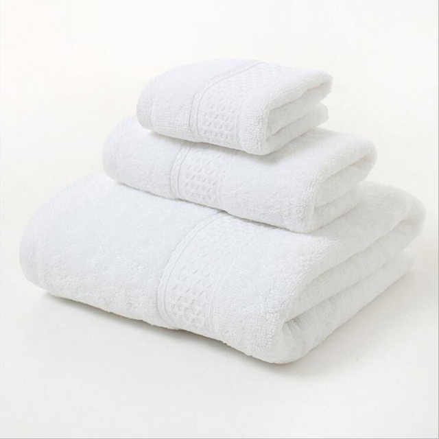 Ręcznik kąpielowy z czystej bawełny o długim zszywce, miękki i chłonny, do łazienki - zestaw chusteczek (100% bawełna, zwykły kolor) - Wianko - 1