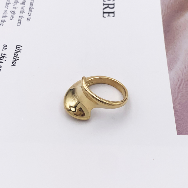 Nowy pierścionek ze stali nierdzewnej w złotym kolorze, wysokiej jakości, owalny i wydrążony, dla kobiet, w modnym stylu, idealny na prezent - Wianko - 44